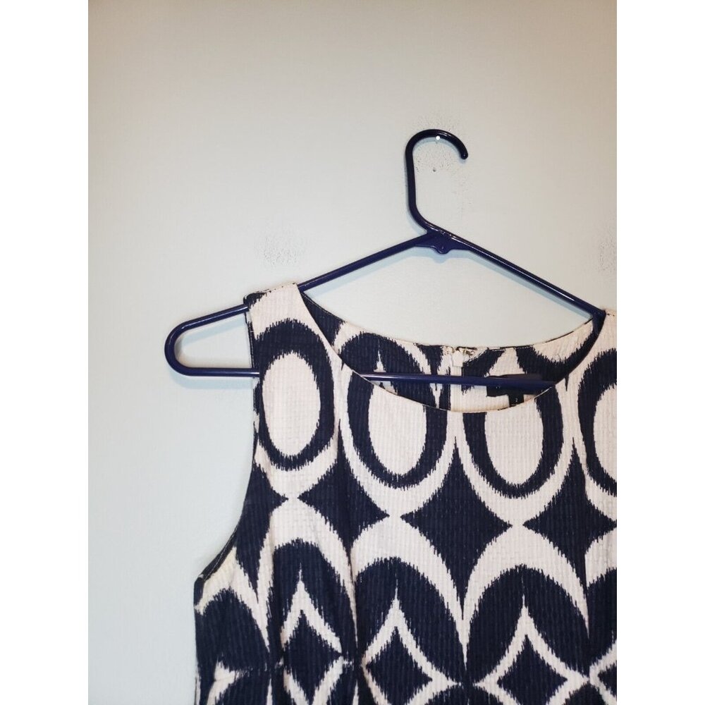 The Limited Womens 2 Mini Party Dress Sleeveless Blue Pleated Geo Fit and Flare - Picture 4 of 6